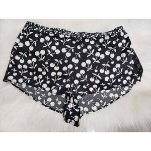NEW Victoria's Secret Black & White Cherry Print Satin Lounge Shorts Sleep Booty